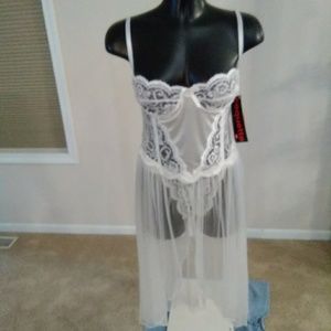 Coquette mid-length gown, regular and plus size